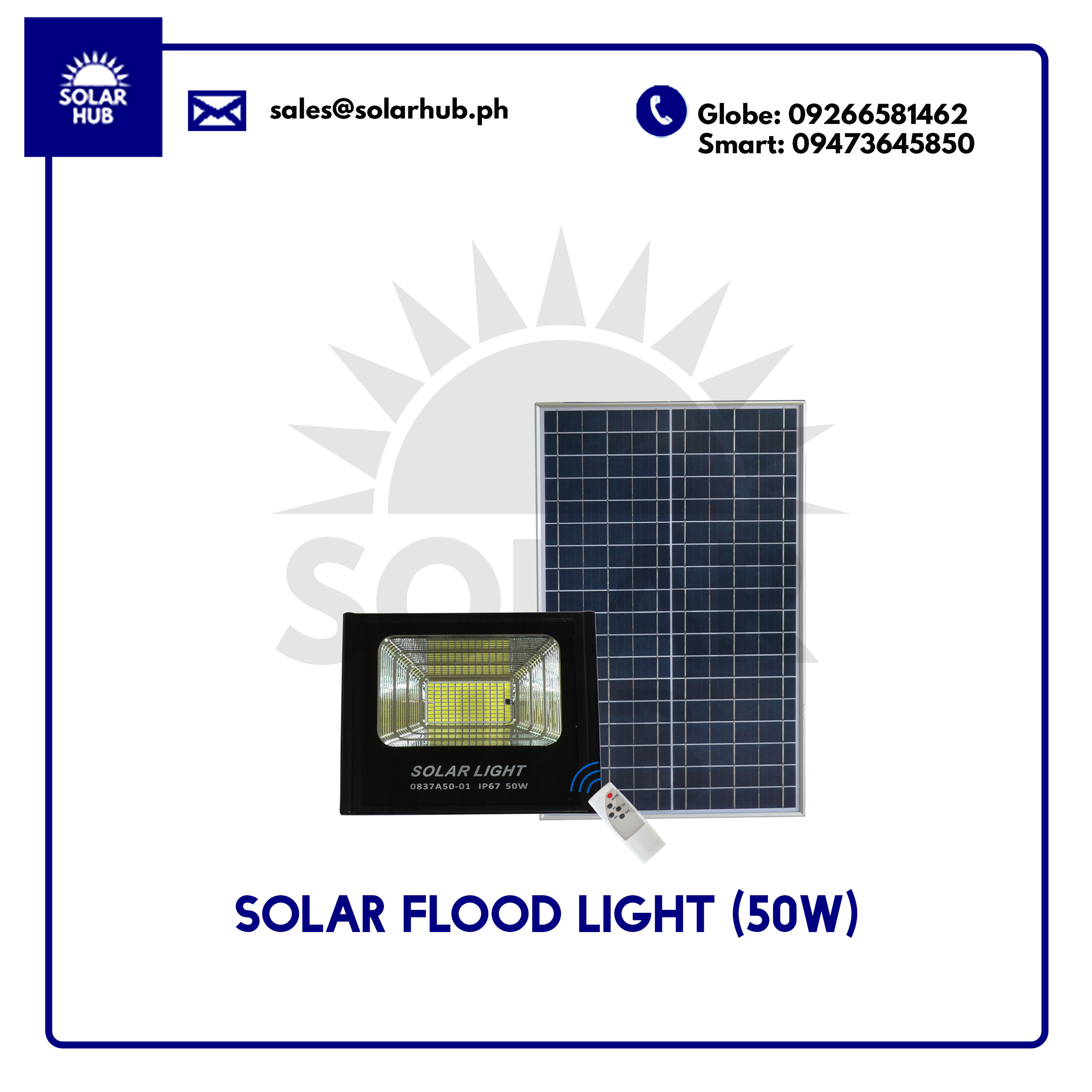 50W Solar LED Flood Light IP67 Waterproof Remote Controlled Automated Light